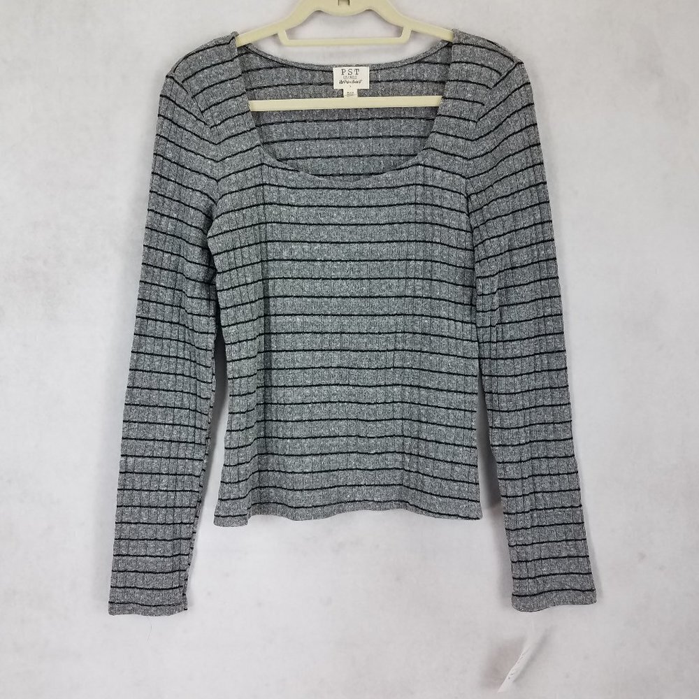 NEW PST by Project Social T Nordstrom Size XL Striped Knit Top Gray